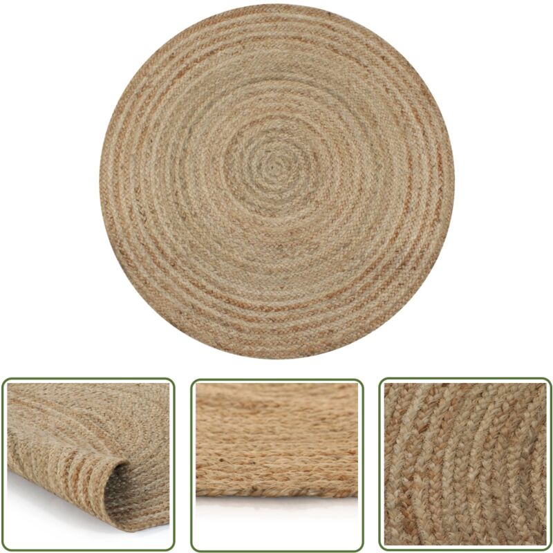 The Living Store - Teppich Jute Geflochten 150 cm Rund - Naturfaser Teppich - Jute Teppich - Runder Teppich - Wohnzimmer Teppich - Schlafzimmerschmuck