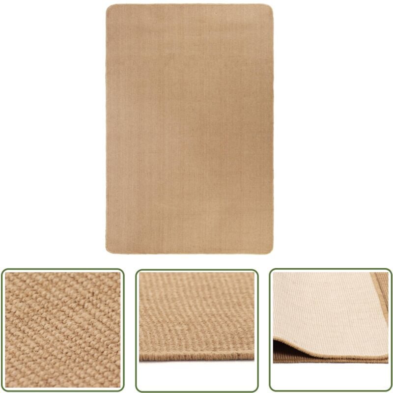 The Living Store - Teppich Jute mit Latexrücken 140x200 cm Natur - Naturtextilien - Jute Teppich - Wohnzimmer Teppich - Schlafzimmer Teppich