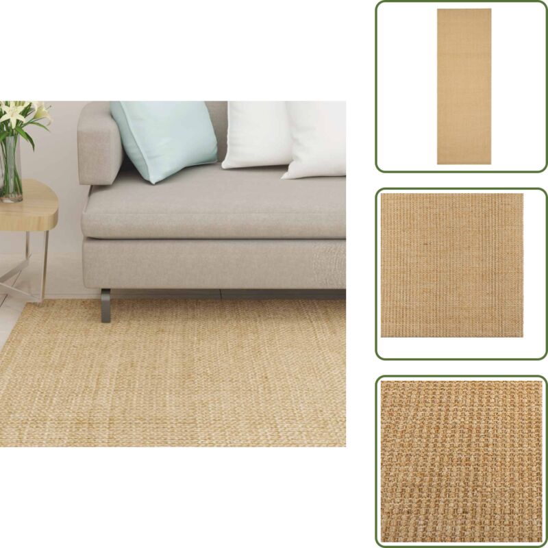 The Living Store - Teppich Natur Sisal 100x300 cm - Naturfaser Teppich - Sisalteppich - Wohnzimmer Teppich - Flur Teppich - Schlafzimmer Teppich