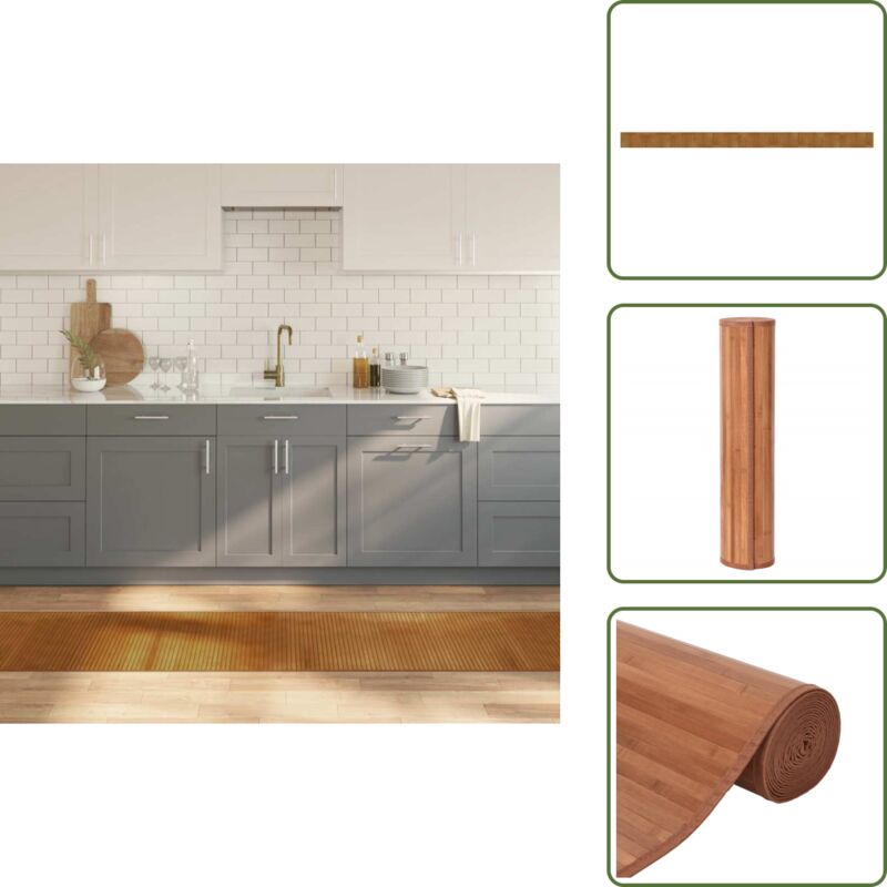 The Living Store - Teppich Rechteckig Braun 60x1000 cm Bambus - Bambus Teppich - Naturfaser Teppich - Wohnraum Teppich - Flur Teppich - Lange Teppiche