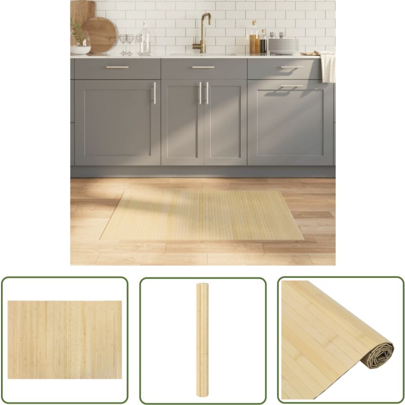 The Living Store - Teppich Rechteckig Hell Natur 70x100 cm Bambus - Bambus Teppich - Naturfaser Teppich - Wohnraum Teppich - Flur Teppich