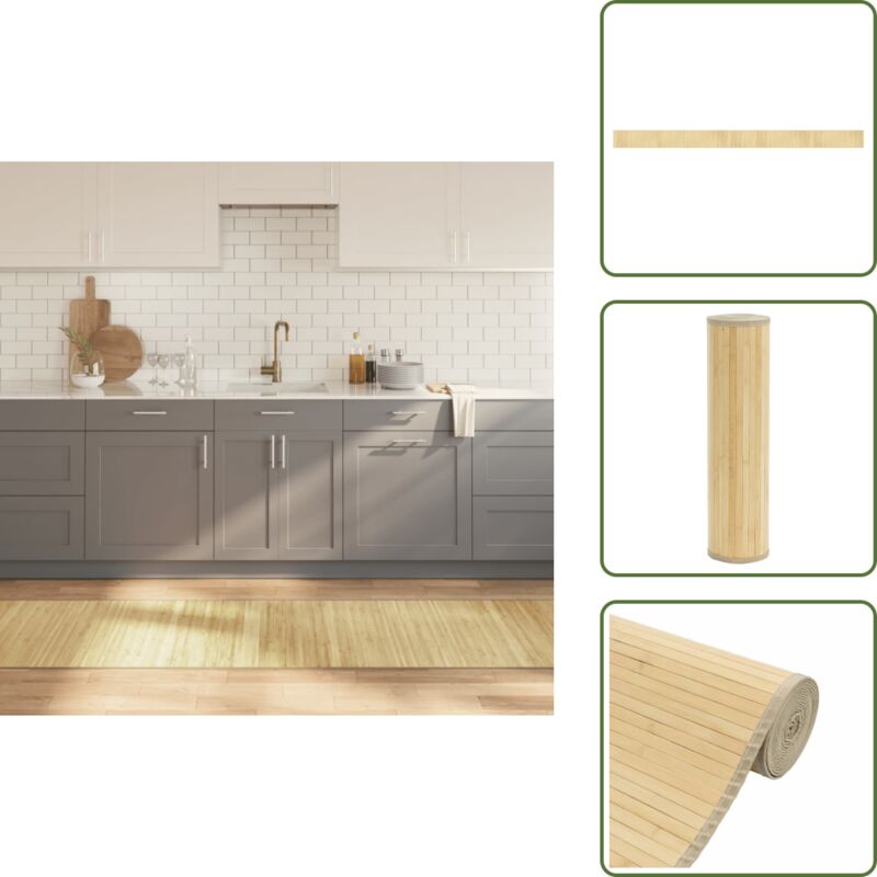 The Living Store - Teppich Rechteckig Hell Natur 70x1000 cm Bambus - Bambus Teppich - Naturfaser Teppich - Wohnraum Teppich - Flur Teppich - Lange