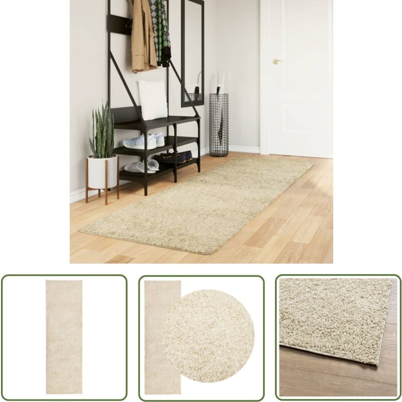 The Living Store - Shaggy-Teppich pamplona Hochflor Modern Golden 80x250 cm - Shaggy-Teppich - Goldener Teppich - Flauschiger Teppich