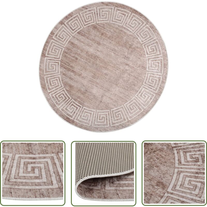 The Living Store - Teppich Waschbar 120 cm Beige Rutschfest - Samt Teppich - Wohnzimmer Teppich - Flur Teppich - Bequeme Fußbodenmatten - Digital