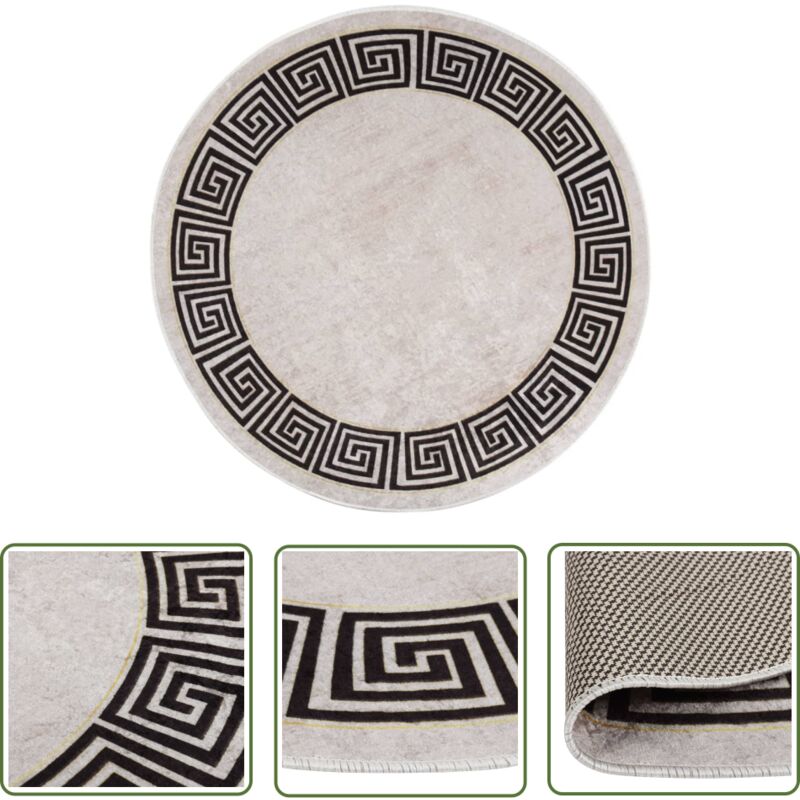 The Living Store - Teppich Waschbar φ120 cm Hellbeige Rutschfest - Samt Teppich - Wohnzimmer Teppich - Flur Teppich - Hellbeige Teppich - Runde