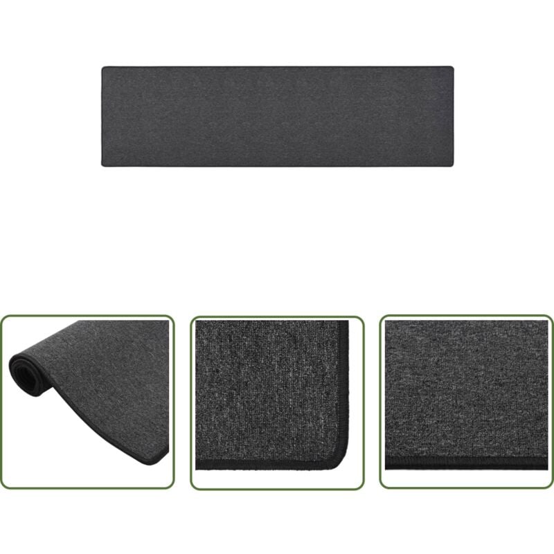 The Living Store - Teppichläufer Anthrazit 50x200 cm - Teppichläufer - Anthrazit - Wohnzimmerteppich - Flurrezept - Schlafzimmersteppich