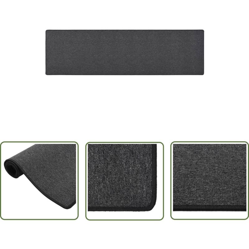 The Living Store Teppichläufer Anthrazit 80x300 cm - Teppichläufer - Anthrazit - Nadelvlies - Polypropylen - Wohnzimmerteppich