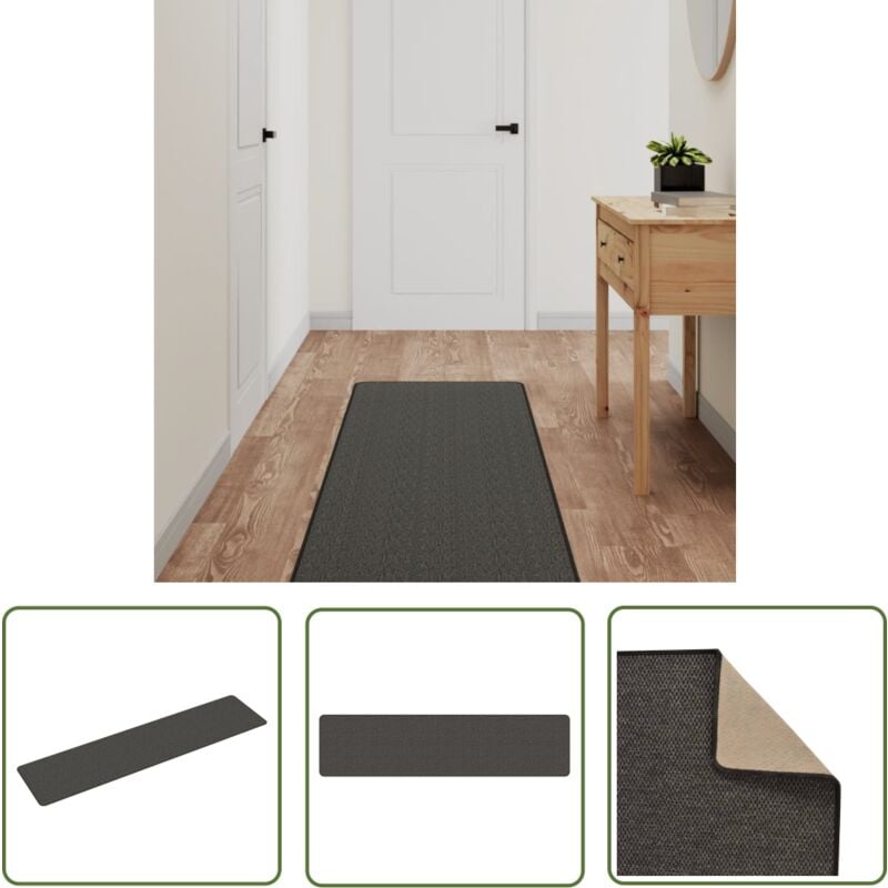 The Living Store - Teppichläufer Sisal-Optik Anthrazit 50x200 cm - Teppichläufer - Sisal Look - Anthrazit - Wohnraumteppich - Flurreinrichtung