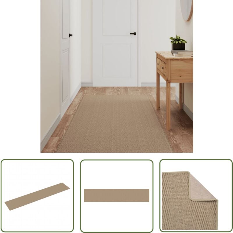The Living Store - Teppichläufer Sisal-Optik Sandfarben 80x400 cm - Teppichläufer - Sisal Look - Bodenbelag - Wohnbereich - Flurboden