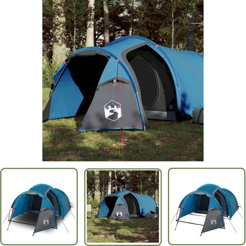 Tunnelzelt 2 Personen Blau Wasserdicht - Tunnelzelt - Campingzelt - Wasserfestes Zelt - Zwei-Personen-Zelt - Blaues Zelt - The Living Store