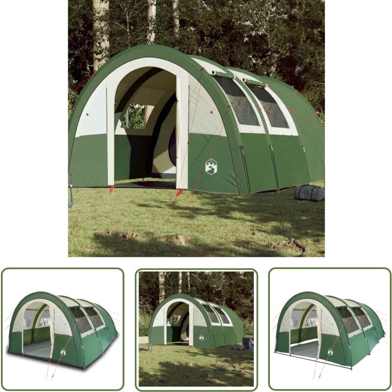 Tunnelzelt 4 Personen Grün Wasserdicht - Tunnelzelt - Campingzelt - Familienzelt - Zelttunnel - Gartenpartyzelt - The Living Store