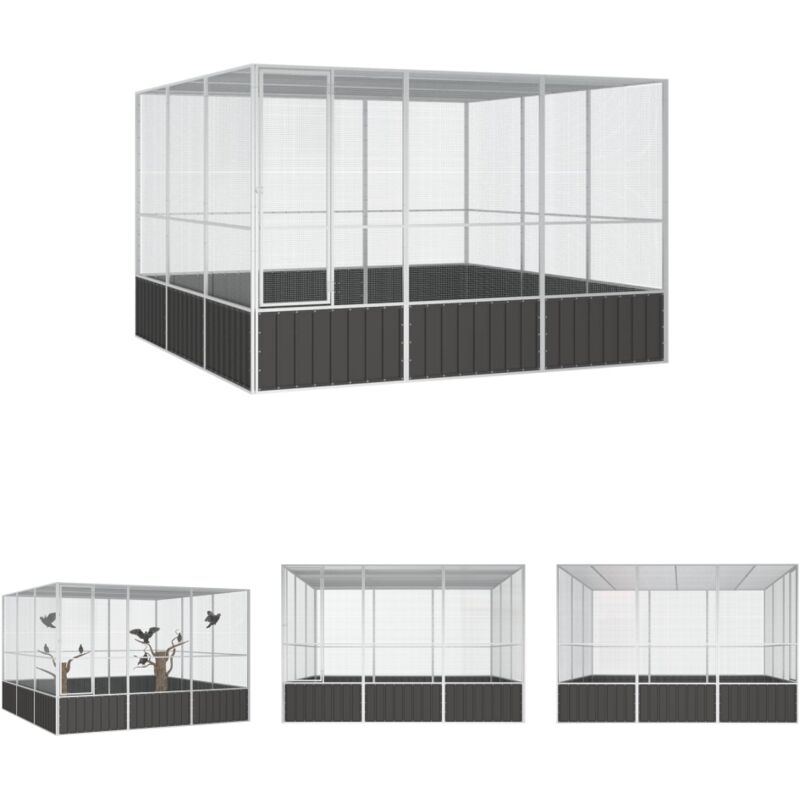 The Living Store - Vogelkäfig Anthrazit 302,5x324,5x211,5 cm Verzinkter Stahl - Vogelkäfige & -ständer - Anthrazit