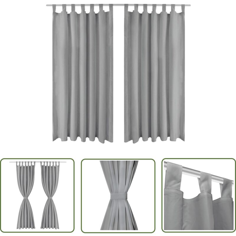 The Living Store - Vorhänge aus Mikro-Satin 2 Stk. mit Schlaufen 140×225 cm Grau - Fensterdekoration - Vorhänge - Wohnaccessoires - Gardine - Grau