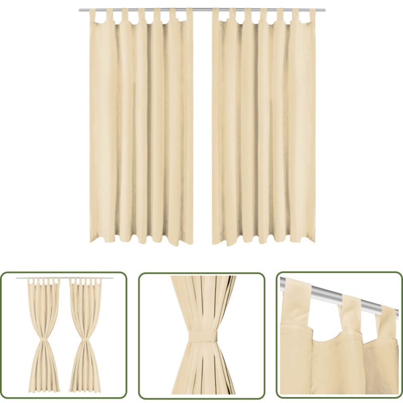 The Living Store - Vorhänge Mikro-Satin 2 Stk. mit Schlaufen 140x245 cm Beige - Gardinen - Vorhänge - Wohnaccessoires - Micro-Satin - Beige