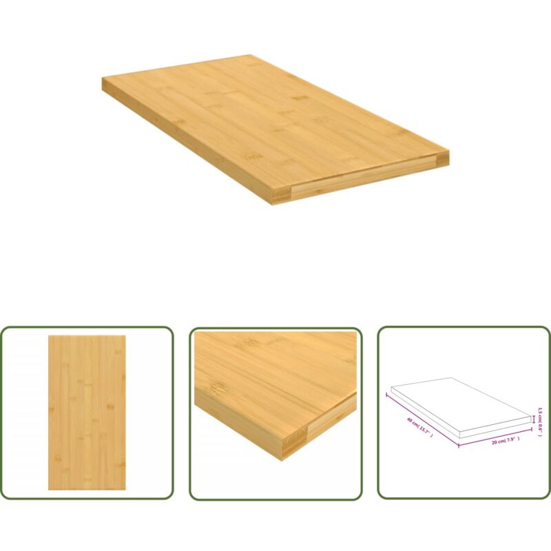 The Living Store - Wandregal 40x20x1,5 cm Bambus - Bambus Regal - Wandregal - Deko Regal - Regal Holz - Badezimmer Regal