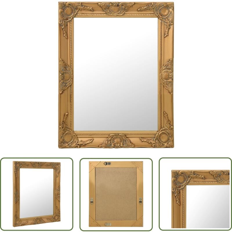 The Living Store - Wandspiegel im Barock-Stil 50x60 cm Golden - Barockspiegel - Wandspiegel - Goldene Spiegel - Rechteckiger Spiegel - Vintage Spiegel