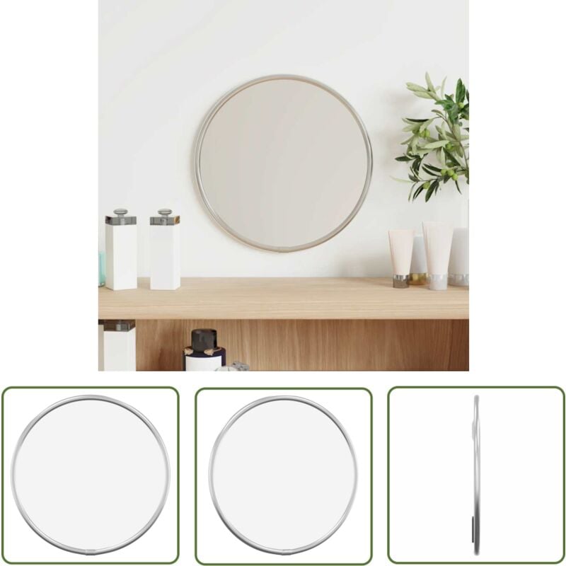 The Living Store - Wandspiegel Silbern ø 20 cm Rund - Wandspiegel - Spiegel Rund - Silberner Spiegel - Badezimmer Spiegel - Wohnzimmer Spiegel