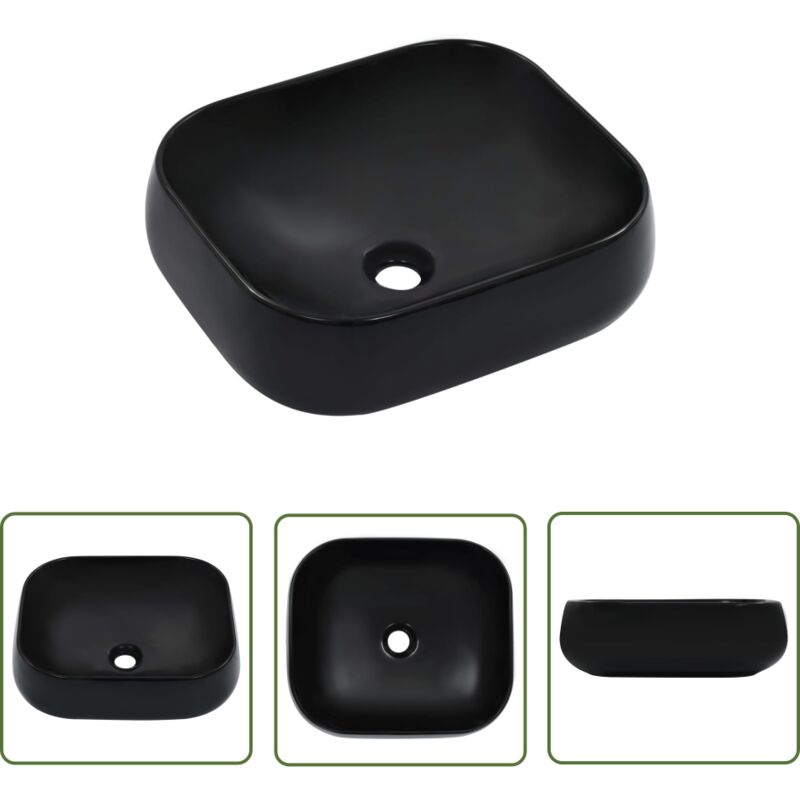 The Living Store - Waschbecken 44,5 x 39,5 x 14,5 cm Keramik Schwarz - Waschbecken - Keramikwaschbecken - Schwarzes Waschbecken - Badezimmerarmature