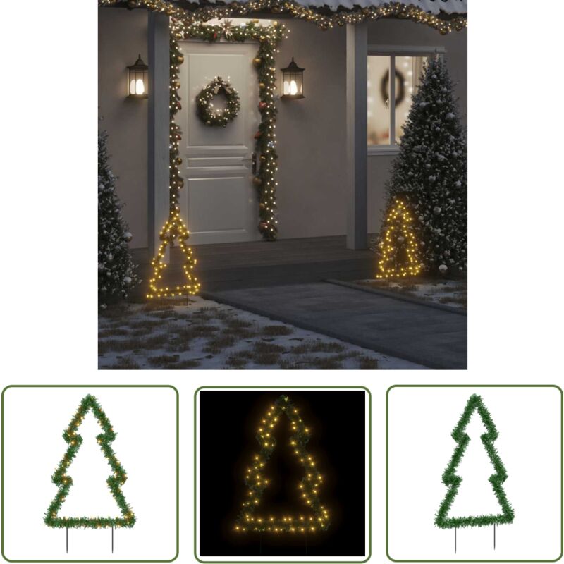 The Living Store - Weihnachtsbaum mit Erdspießen und 80 LEDs 60 cm - Weihnachtsdeko - Weihnachtsbaum - led Beleuchtung - Outdoor Dekoration - Indoor