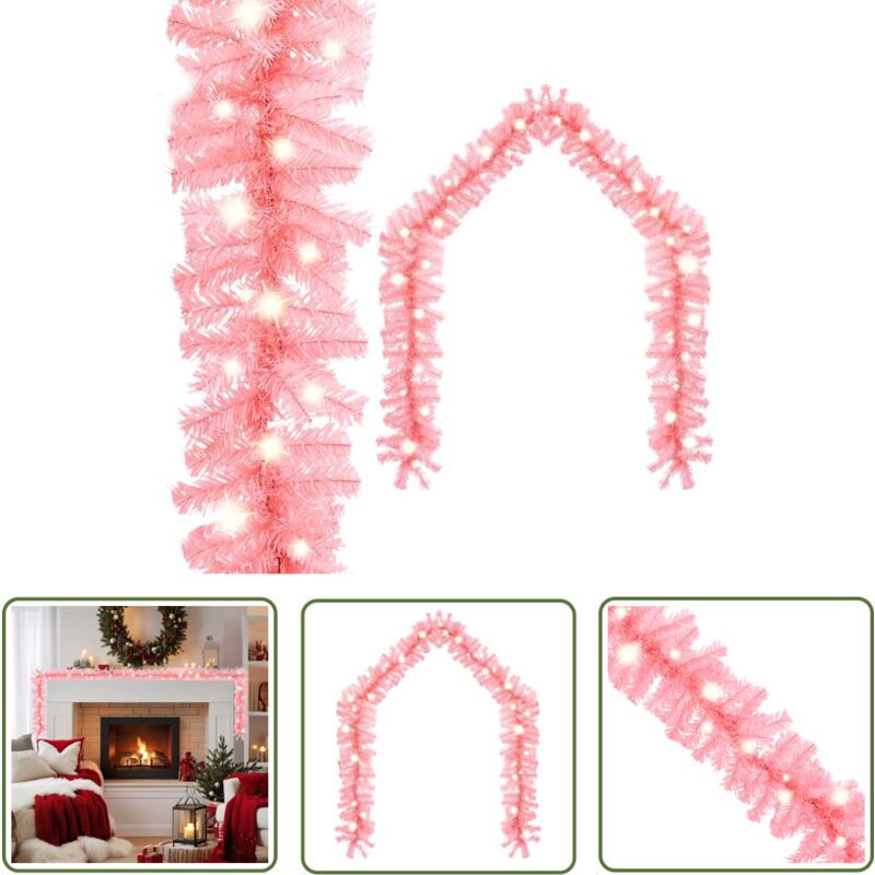 The Living Store - Weihnachtsgirlande mit LED-Lichtern 20 m Rosa - Weihnachtsdeko - Lichterkette - LED-Lichterkette - Rosa Weihnachtsdeko - Indoor