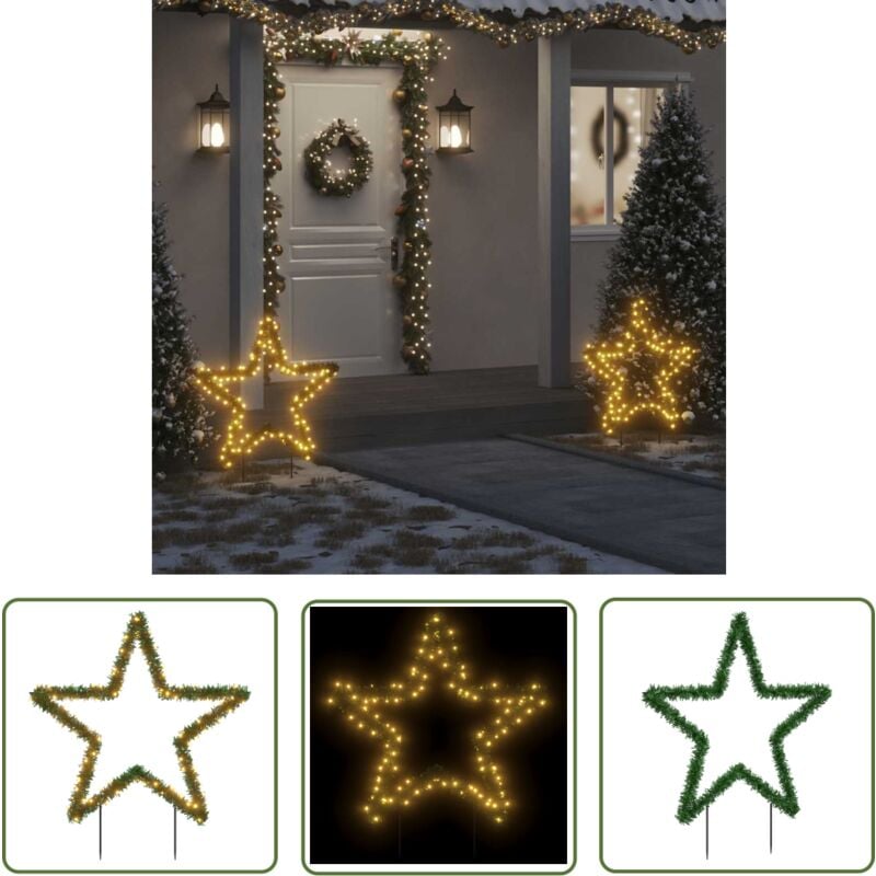 Weihnachtsstern mit Erdspießen und 115 LEDs 85 cm - Weihnachtsschmuck - Weihnachtsdeko - Stern - Outdoor Beleuchtung - Indoor Beleuchtung - The