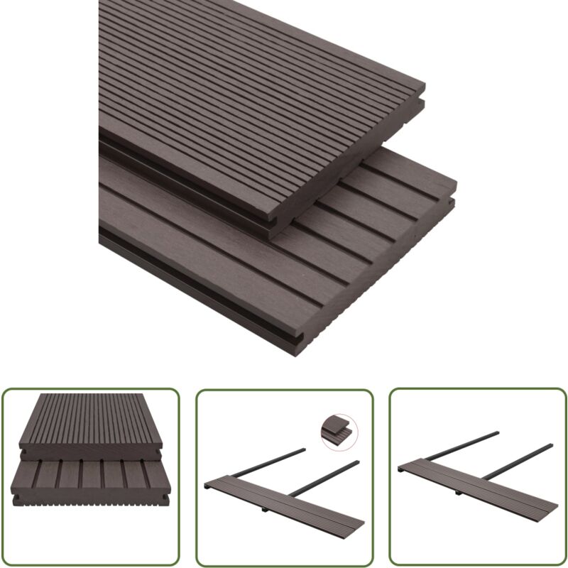 Wpc Massive Terrassendielen mit Zubehör 10 m² 4 m Dunkelbraun - Holzterrasse - wpc Terrasse - Gartenmöbel - Outdoor Möbel - Balkonmöbel - The Living