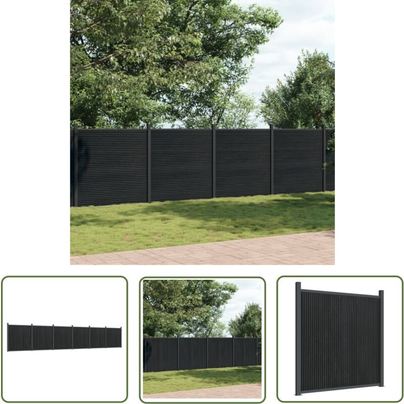 The Living Store Zaunelement Grau 1045x186 cm WPC - Zaun - Holz-Kunststoff-Komposit - Gartenzaun - Sichtschutzzaun - WPC Zaun