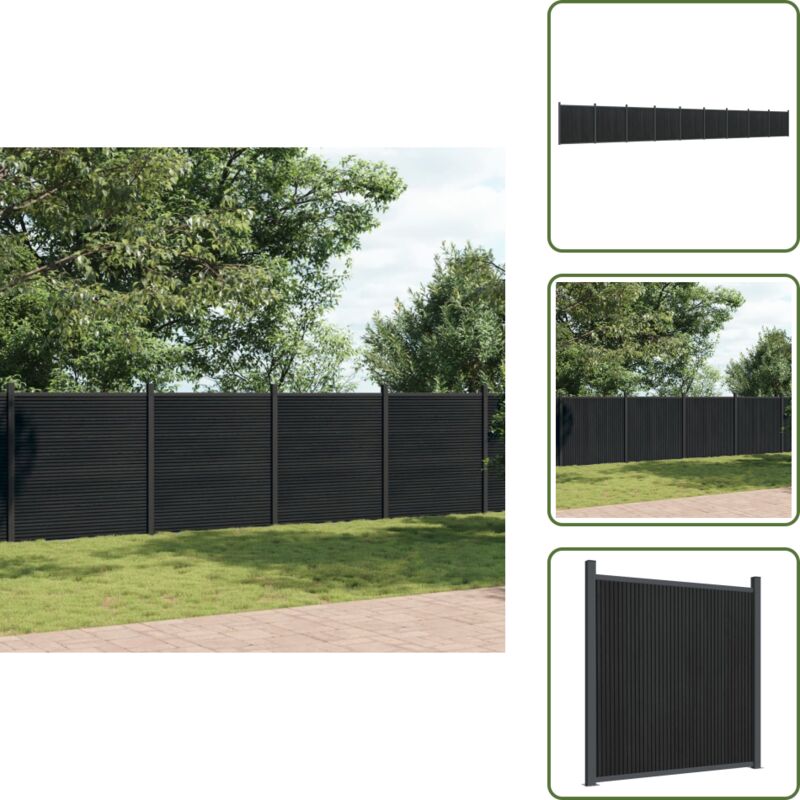 The Living Store Zaunelement Grau 1564x186 cm WPC - Zaun - Holz-Kunststoff-Komposit - Gartenzaun - Sichtschutzzaun - WPC Zaun