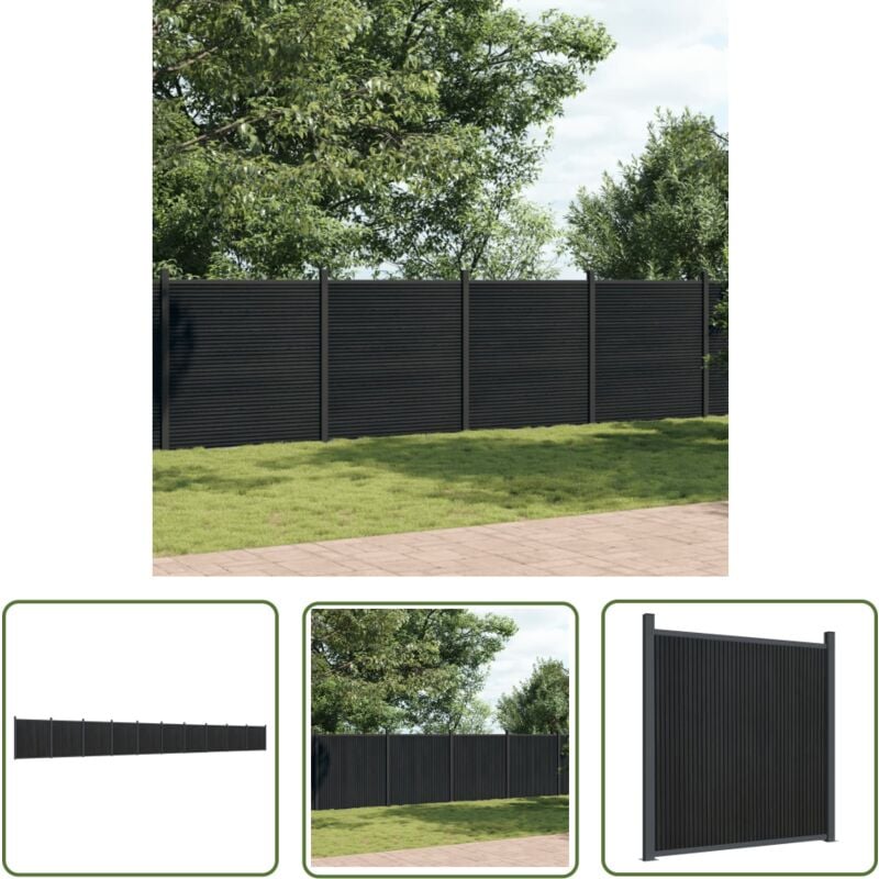 The Living Store Zaunelement Grau 1737x186 cm WPC - Zaun - Holz-Kunststoff-Komposit - Gartenzaun - Sichtschutzzaun - Wetterfest