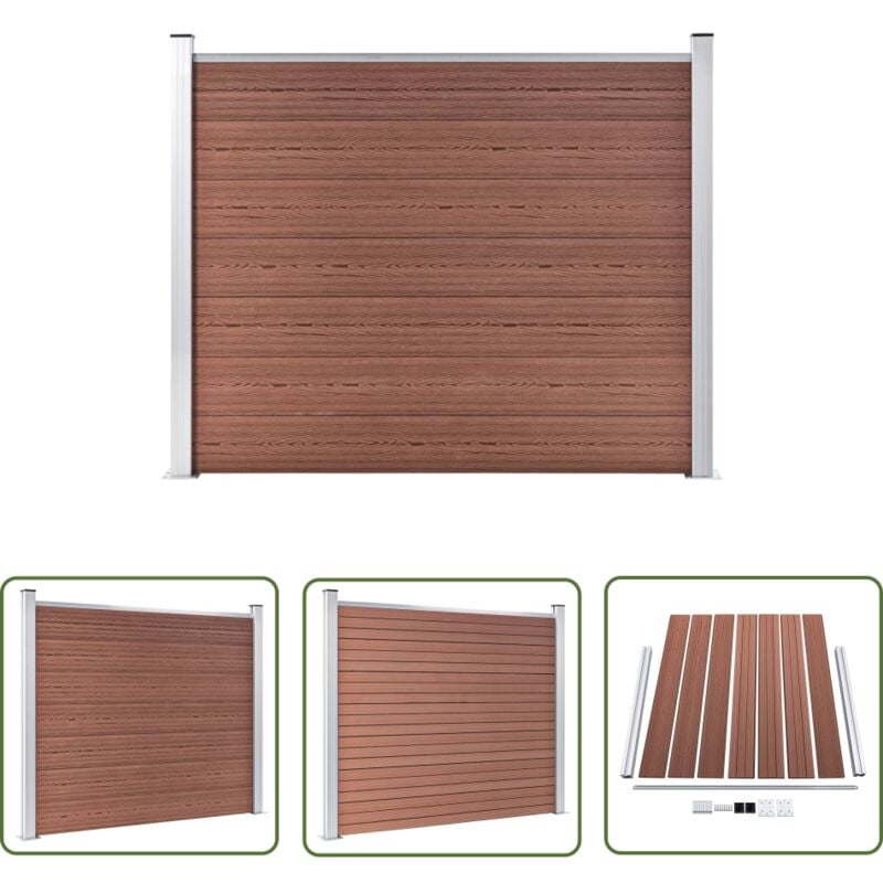 Zaunelement wpc 180x146 cm Braun - Gartenzaun - wpc Zaun - Holzzierstab - Privacy Screen - Terrassenbegrenzung - The Living Store