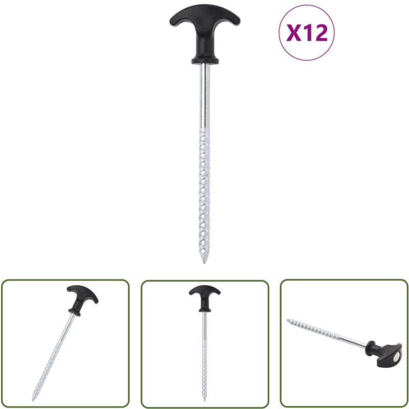 Zeltheringe 12 Stk. 17 cm Ø7 mm Verzinkter Stahl - Campingausrüstung - Zeltheringe - Zelt Zubehör - Outdoor Ausrüstung - Gartenbedarf - The Living