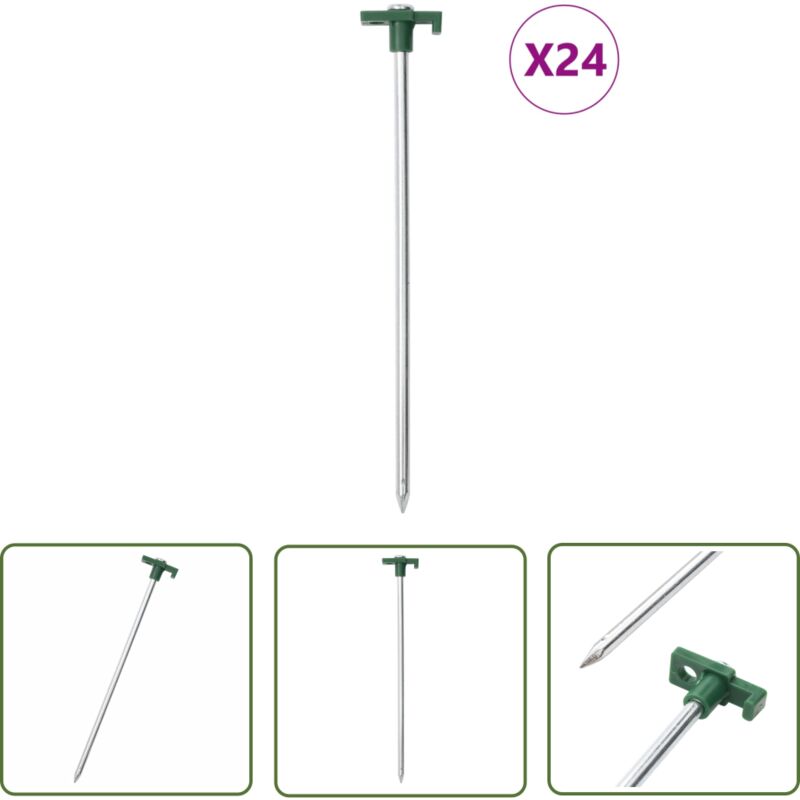 Zeltheringe 24 Stk. 25 cm 7 mm Verzinkter Stahl und pp - Campingausrüstung - Zeltaccessoires - Zeltring - Bodenhaken - Gartenbedarf - The Living Store
