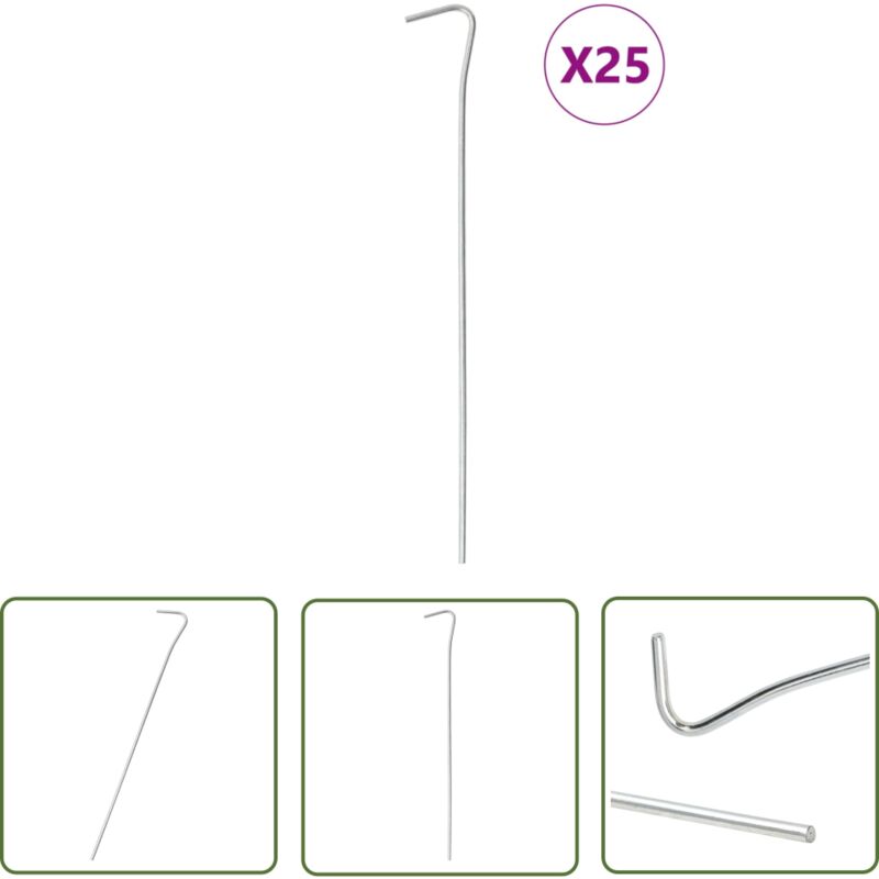 Zeltheringe 25 Stk. 23 cm Ø3 mm Verzinkter Stahl - Campingausrüstung - Zeltheringe - Zelt Zubehör - Outdoor Ausrüstung - Gartenbedarf - The Living