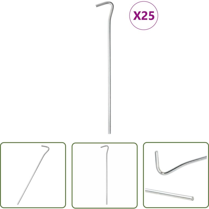 The Living Store - Zeltheringe 25 Stk. 23 cm Ø5 mm Verzinkter Stahl - Campingausrüstung - Zeltheringe - Zeltzubehör - Gartenbedarf - Caravan Zubehör