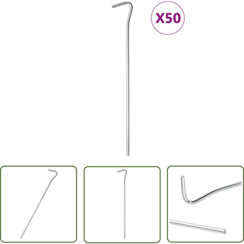 Zeltheringe 50 Stk. 23 cm Ø5 mm Verzinkter Stahl - Campingausrüstung - Zeltheringe - Zelt Zubehör - Outdoor Ausrüstung - Gartenbedarf - The Living