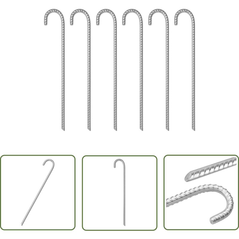 The Living Store - Zeltheringe 6 Stk. 41,5 cm Ø12 mm Verzinkter Stahl - Campingausrüstung - Zeltheringe - Zelt Zubehör - Bodenanker - Gartenbedarf