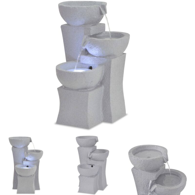 Maison Chic - The Living Store Zimmerbrunnen mit LED-Beleuchtung Polyresin - Brunnen & Wasserfälle - Grau