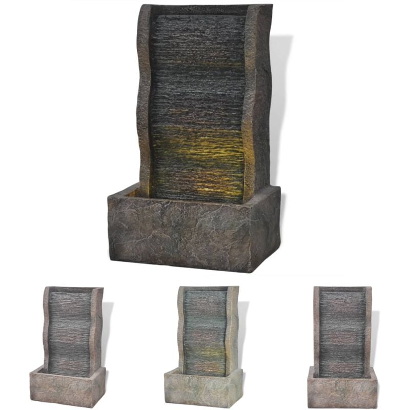 The Living Store - Zimmerbrunnen mit LED-Licht Polyresin - Brunnen & Wasserfälle - Taupe