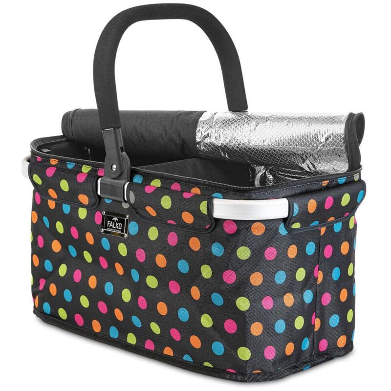 Thermo-Einkaufskorb Falko Duo schwarz bunte Punkte, 25kg