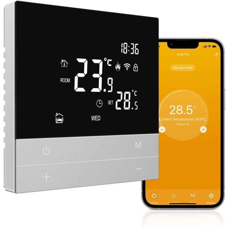 Thermostat für Bodenheizung - Smart WiFi - Programmierbar - Kompatibel mit Alexa, Google Home - Sprachsteuerung und Smart Life-App - Fernsteuerung