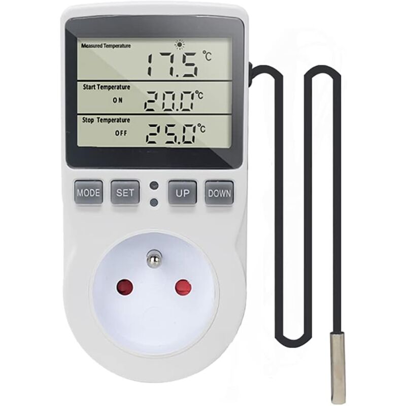 Thermostat-Steckdose, digitaler Temperaturregler, 220 v, Heizung, Kühlung mit Sonde, LCD-Steckdose, Temperaturregler für Kühlschrank, Inkubator,