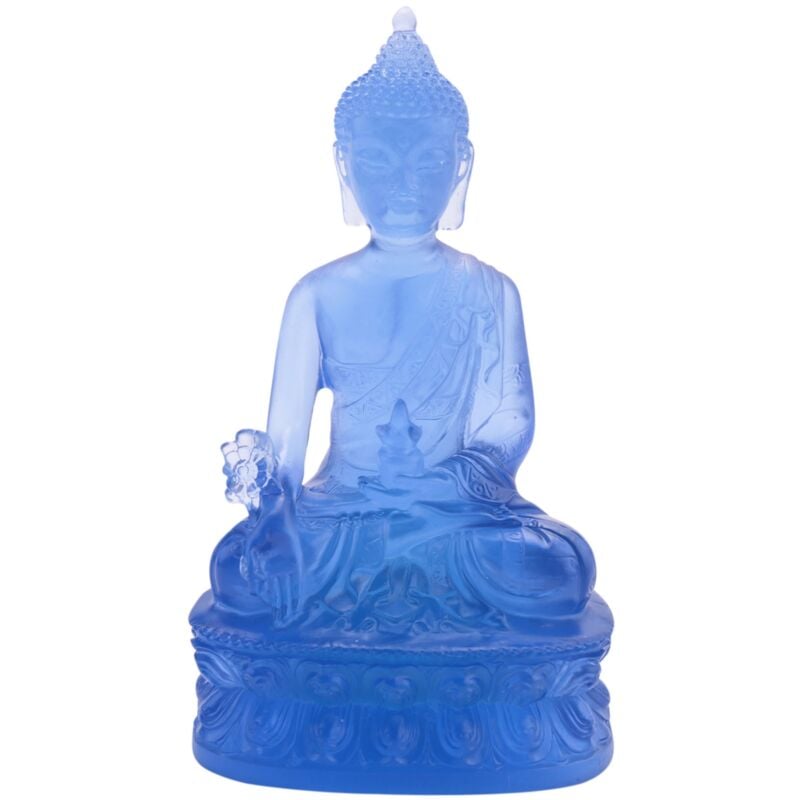 Tibetische Medizin Buddha Statue, Durchscheinendes Harz Skulptur Meditation Spirituelles Sammler StüCk - Blau