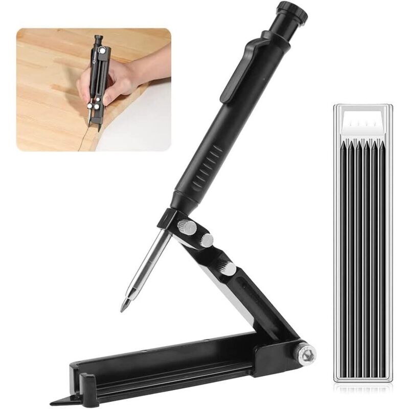 Tiefloch-Bleistift-Plotwerkzeug Baubleistift mit 6-teiligen Bleistiftminen Holzbearbeitung Verwenden Sie Scribe Tools Linear Arc Plotter