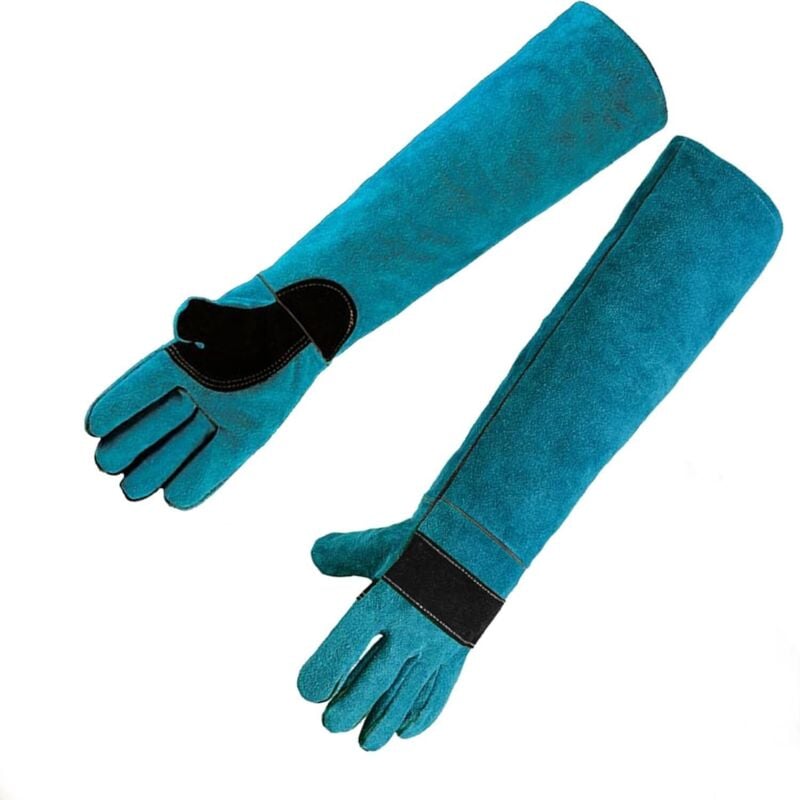 Tierhandschuhe, 60 cm lange Schutzhandschuhe, bissfeste Handschuhe aus Rindsleder, Handschuhe zum Schutz von Hunden, Katzen, Vögeln, Schlangen,