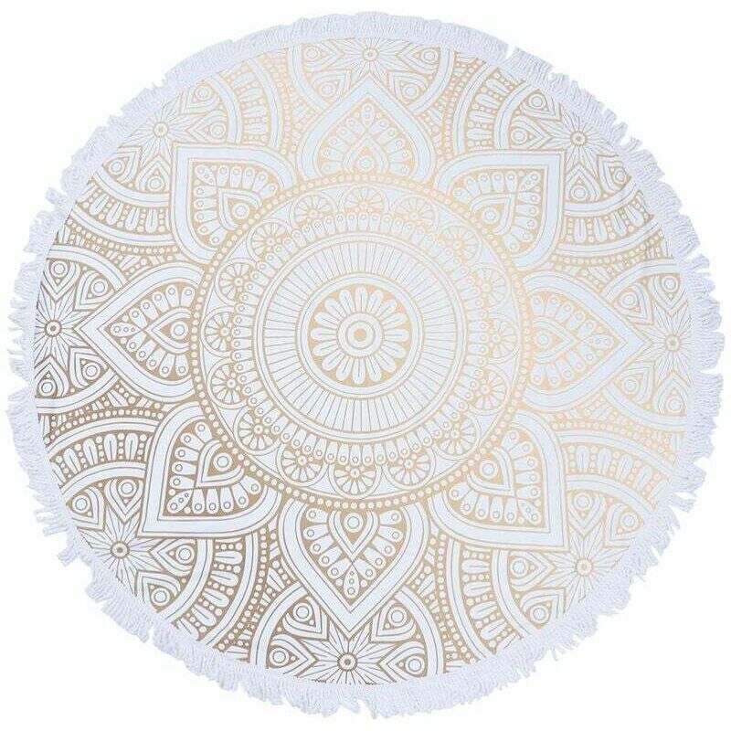 Schnelltrocknendes rundes Strandtuch, Strandtuch mit abstraktem Mandala-Muster, Yogamatte, Duschtuch, Badetuch - Tigrezy