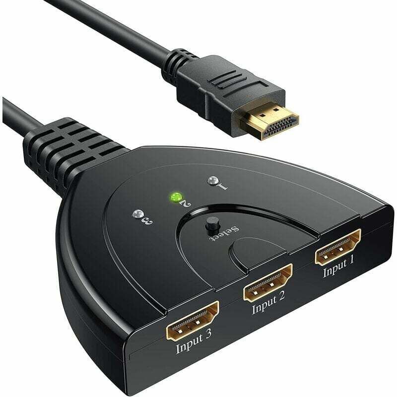 Tigrezy Switch 1080P, 3 Port HDMI Switch HDMI Switch Selector Manueller Splitter 3 Eingang auf 1 Ausgang HDMI Switcher Full HD1080p/3D unterstützt