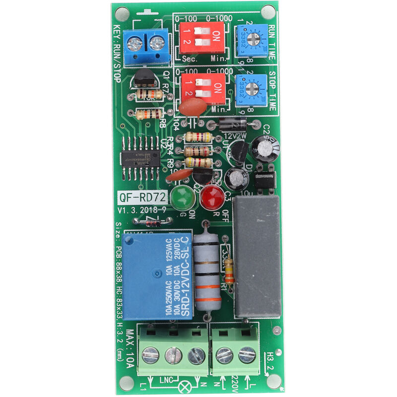 Timer-Modul, Modul zur Änderung der Halteverzögerung, Freigabe-/Stoppverzögerungsschaltermodul AC100V-250V RELAIS Einstellbarer Timer.