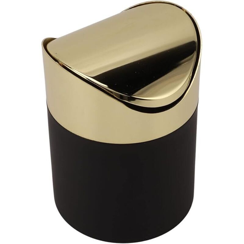 Tisch-Mülleimer, Mini-Mülleimer aus Edelstahl mit goldenem Deckel, Mülleimer für Zuhause und Büro, Papierkorb für Bad, Küche, Büro, Auto