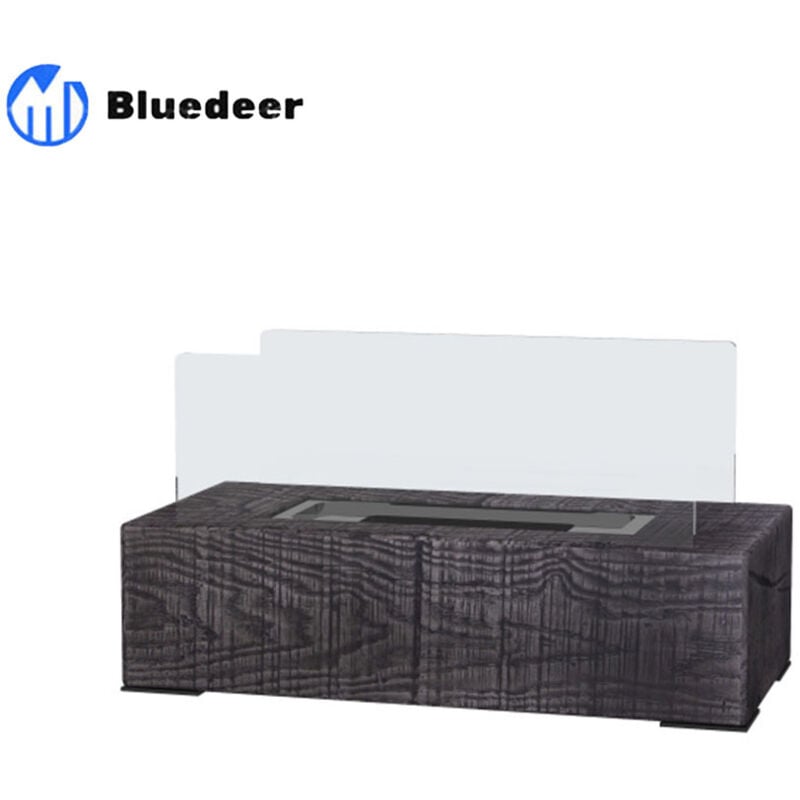 Tischkamin – Bio-Ethanol Kamin – 0 – 15 L Tischfeuer – tragbarer Indoor-Kamin mit Holzoptik – Edelstahl – 1000BTU – 33 x 16 x 18 cm