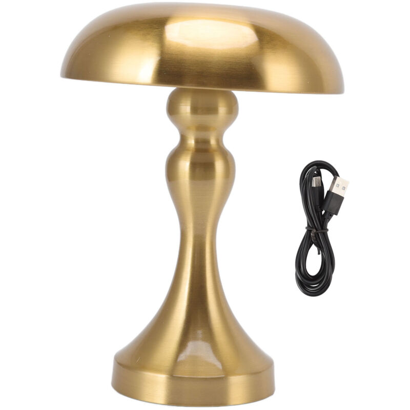 Tischlampe wiederaufladbare Pilzform 3 -Geschwindigkeit Farbtemperatur Berühren Sie schrittlose Dimmleuchte für Gold Gold - Eosnow